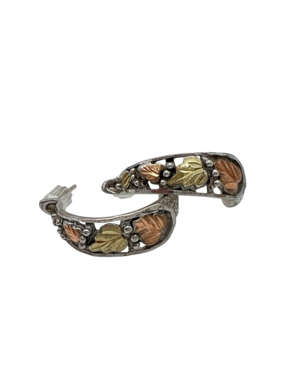 Landstrom's Vintage Sterling 12K Black Hills Gold Half Hoop Earrings